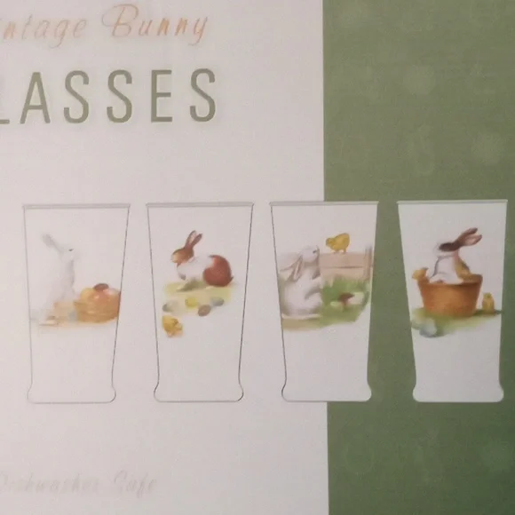 William-Sonoma Retro art work on a set of four Easter Glasses - Picture 11 of 13